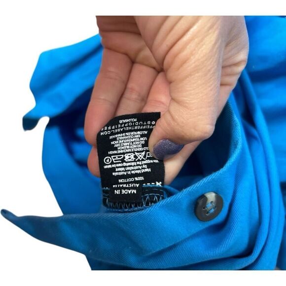 Pfifer Forbes Mini Dress in Pool Blue Size M Revolve Shirt Classic Asymmetrical - Picture 8 of 14